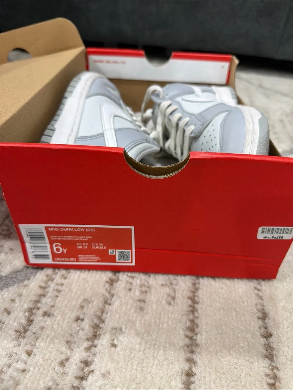 Nike Dunk Low Two Tone Gray White Sneaker DH9765-001 Size Kids 6Y / Womens 7.5